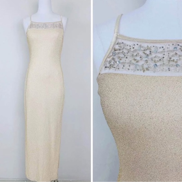 Chic Cream Embellished Maxi Dress - Picture 1 of 5